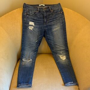 LOFT Dark Blue Distressed Ankle Jeans